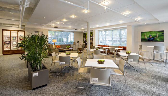 办公楼装修(办公楼装修：极简材质碰撞色彩，塑造既俏皮又永恒的美学)