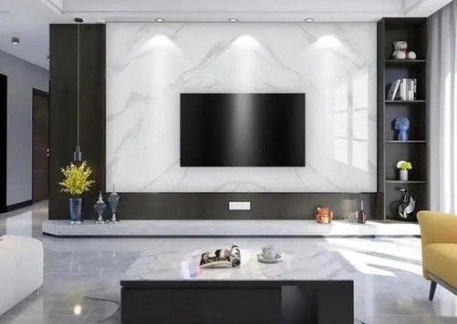 电视背景墙效果图(2022年最流行电视背景墙+电视款式推荐)